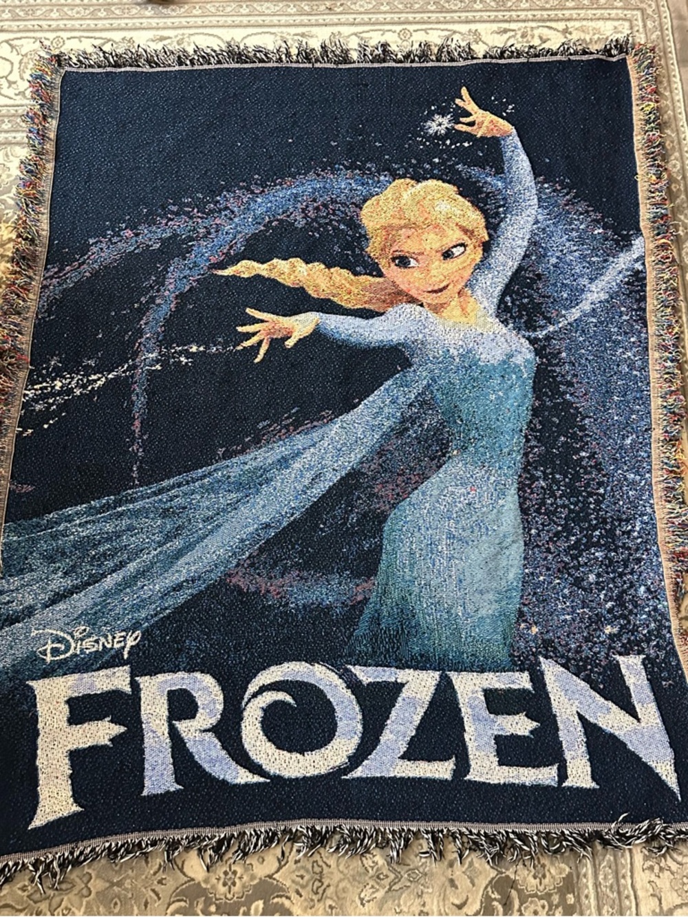 Disney Frozen Elsa Navy Blue Throw Blanket